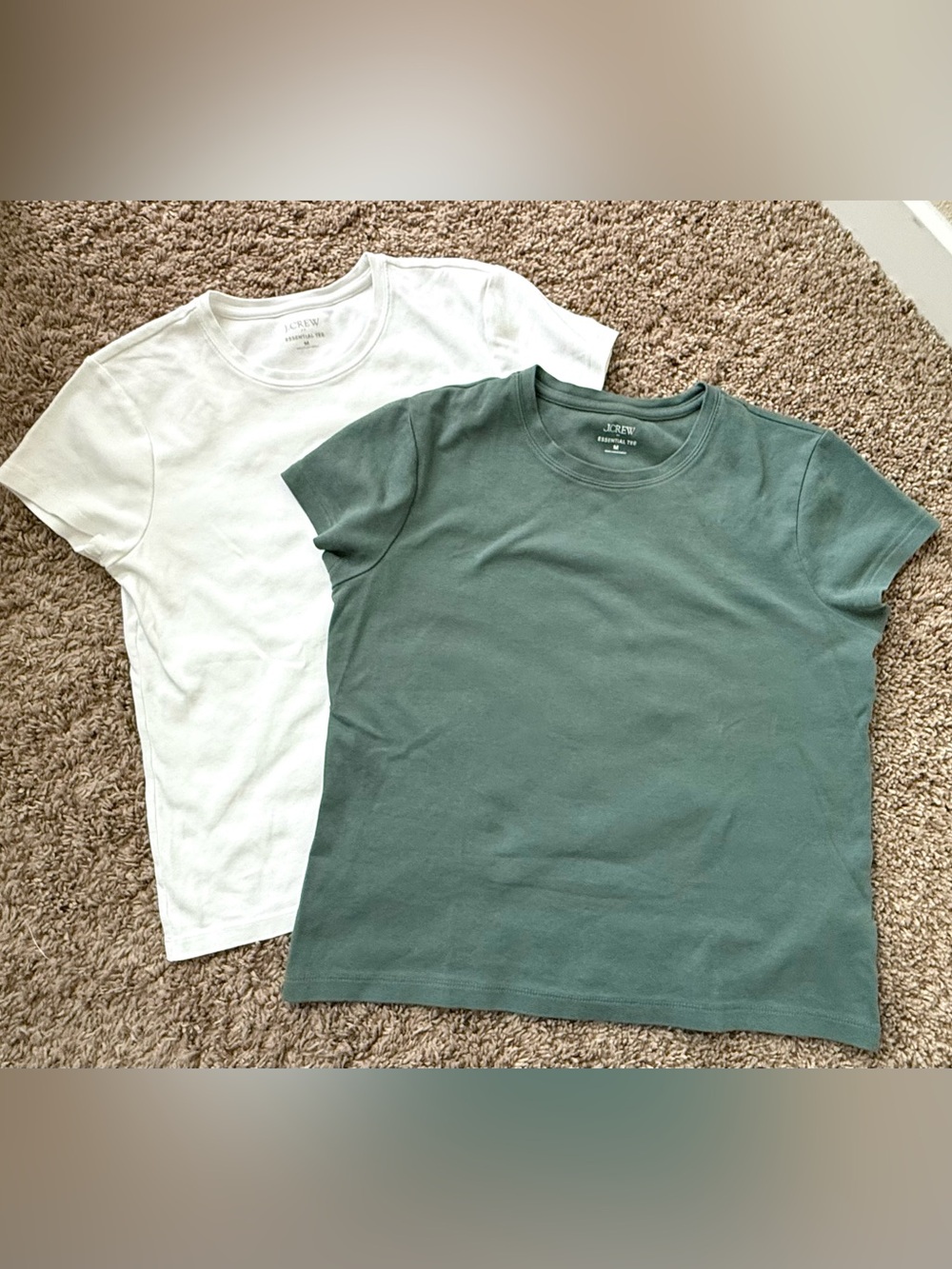 J.Crew Factory Essential Tee Bundle White & Pale Spinach Green Medium